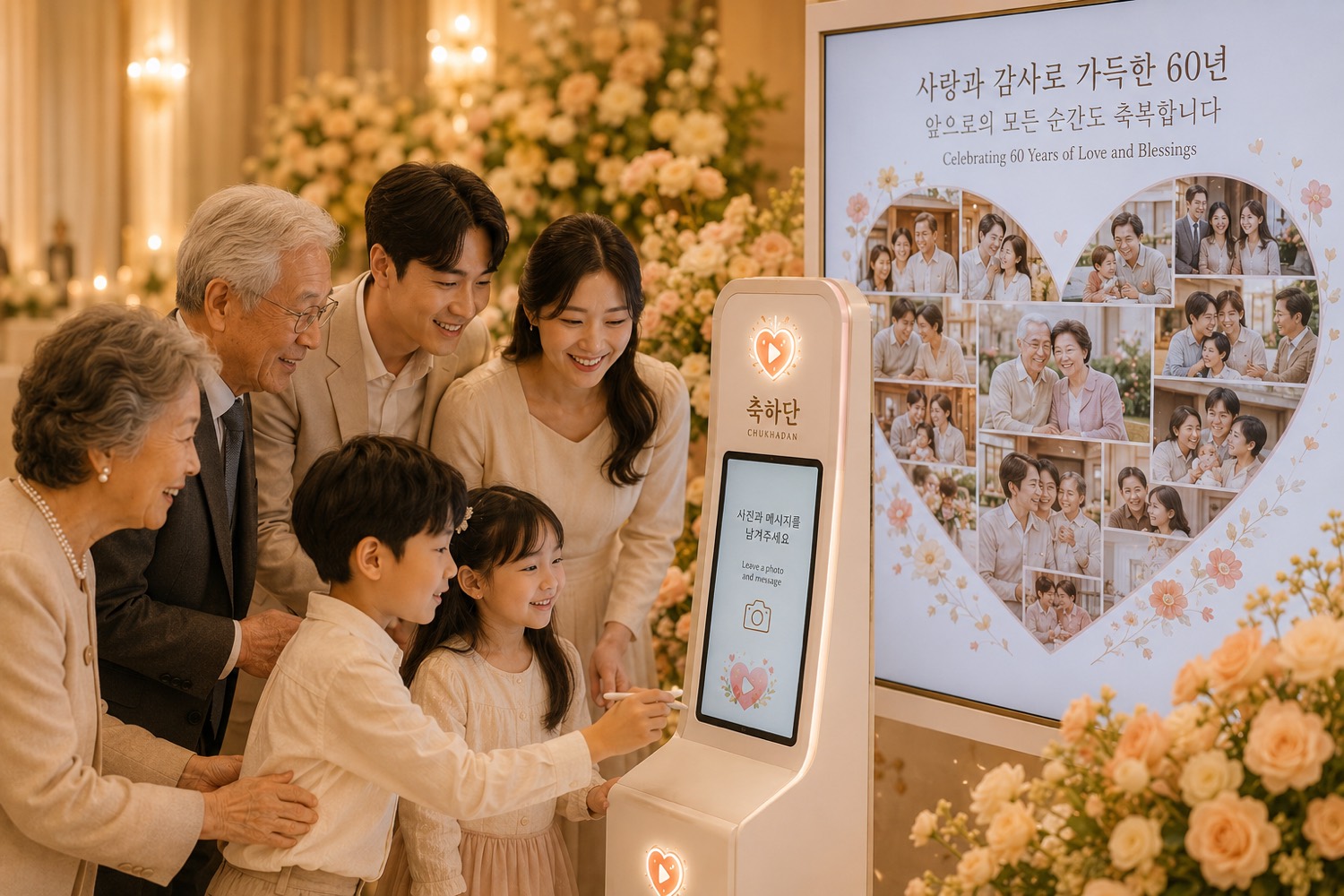 환갑·가족 기념일에 설치된 축하단 부스