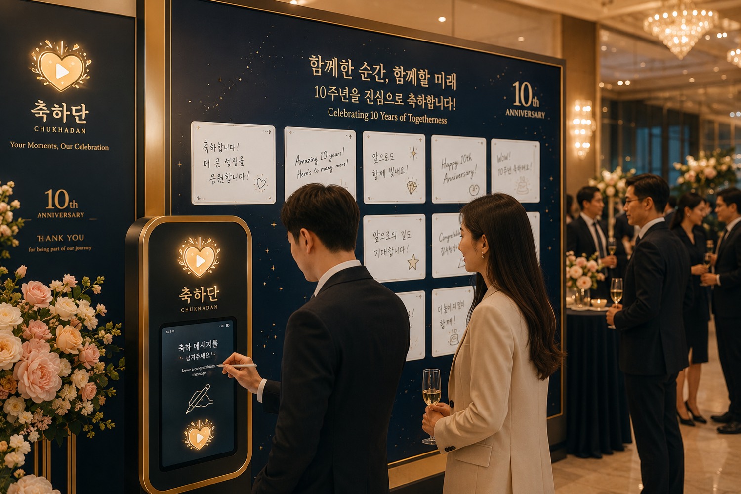 기업 행사·창립기념일에 설치된 축하단 부스